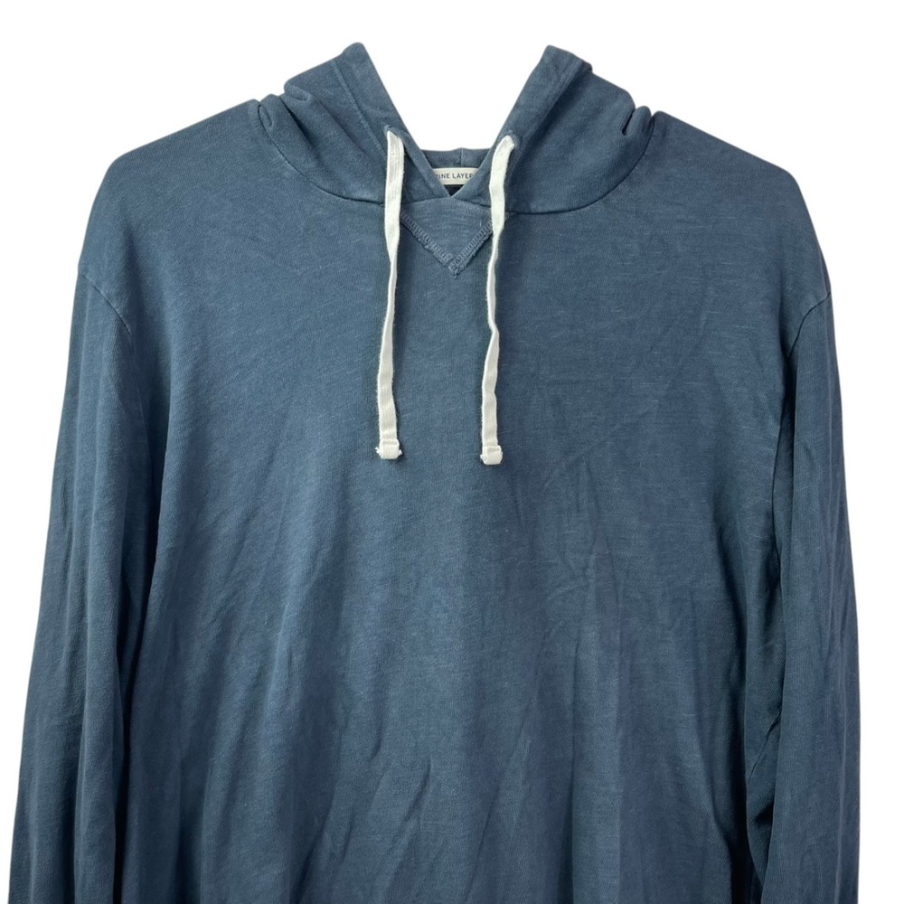 Marine Layer Hooded Long Sleeve Shirt Mens Large Blue Gray Cotton - Picture 2 of 7